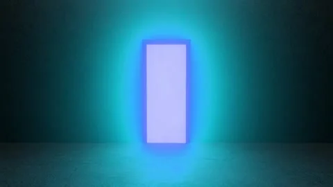 Glowing rectangular doorway illuminating dark room Stock Footage 310790150