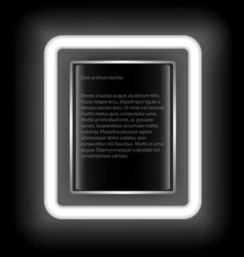 Glowing rectangular frame with space for text on a black background. Illustrazione stock