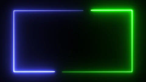 Glowing rectangular neon border frame, neon rectangle border, moving rectangle. Stock Footage 306511481