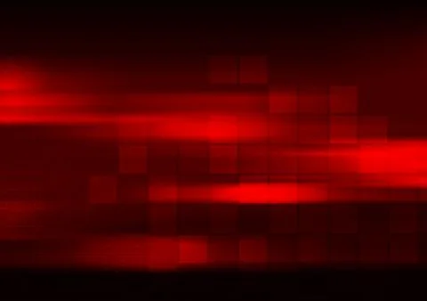 Glowing red abstract tech squares geometric background Stockillustratie