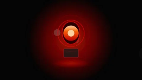Glowing Red AI Camera Lens Eye Animation on Black Background Vídeos de archivo 335399594