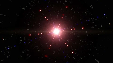 Glowing Red and Blue Dash Line Rays in the Sci fi Tunnel Stock Footage 171857145