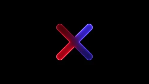 Glowing red and blue neon x mark symbol animation seamless loop modern futu.. Stock Footage 333032454