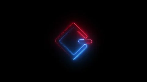 Glowing red and blue neon power button icon Stock Footage 345548971