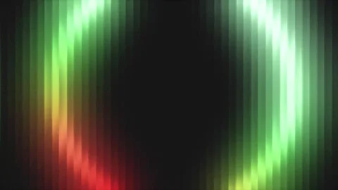 Glowing Red and Green Ring Light Rotating Through Vertical Ribbed Glass Overlay Stock Footage 340460785