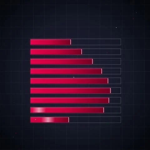 Glowing Red Bar Chart with Grid Background - Data Visualization Stock Footage 348231306