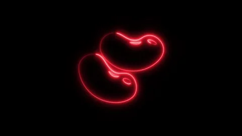 Glowing Red Beans Icon and Symbol in HD Video Neon Stock Footage 304558182