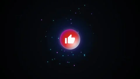 Glowing Red Like Button Icon with Floating Particles on Dark Abstract Background Stock Footage 344774053
