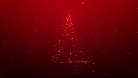 Glowing Red Christmas Tree Animation With Golden Particles 4k Video stock 257488561