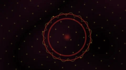 Glowing red circle on dark background with white dots. Stock Footage 337472386