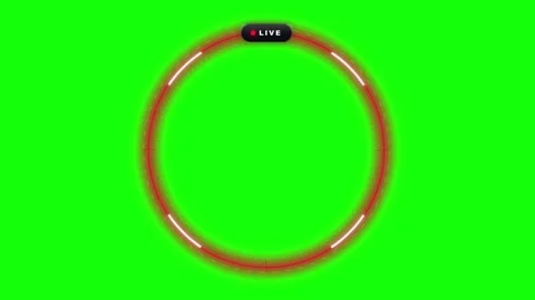 Glowing red circular frame with live broadcast notification on green screen 動画素材 336365141