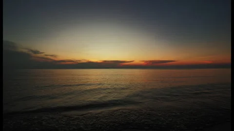 Glowing red clouds after tropical sunset on horizon over sea. Koh Samui. Thailan Stock Footage 332628767