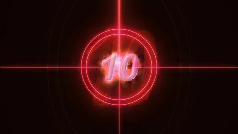 Glowing Red Countdown Timer with Number 10 스톡 일러스트