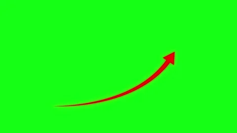 Glowing red curved arrow animating upward on a vibrant green screen, perfec.. Stock Footage 315150261
