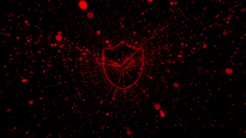Glowing red cyber shield with checkmark made of digital protection Stock Footage 321966534