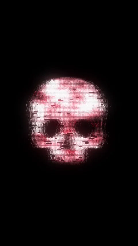Glowing Red Cyber Threat Skull for Malware and Ransomware Warning Stock Footage 342624480