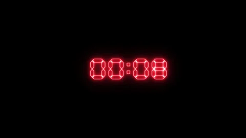 Glowing red digital clock 15 second countdown. Stock Footage 314607191