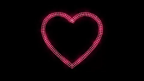 Glowing red digital wireframe heart shape on black background Stock Footage 345475550