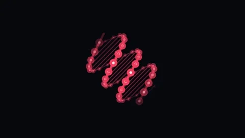 Glowing Red DNA Helix Rotating on Black Background Stock Footage 341776775