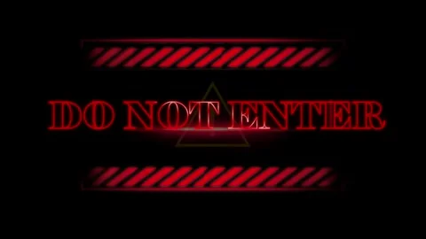 Glowing red do not enter warning tape with hazard symbol animation with yellow Video stock 345567888