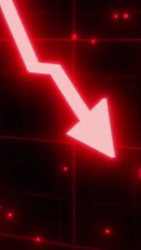 Glowing Red Downward Trend Arrow Motion Overlay Stock-Footage 344766867