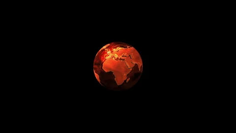 Glowing red Earth rotating on black background Stock Footage 311287322