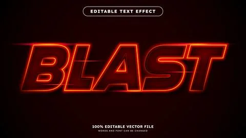 Glowing Red editable text effect bright neon theme text style effect Stock Illustration