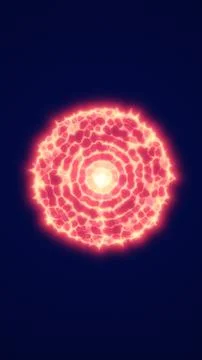 Glowing red energy ring with bright core on dark blue background, sci-fi po.. Stock Illustration