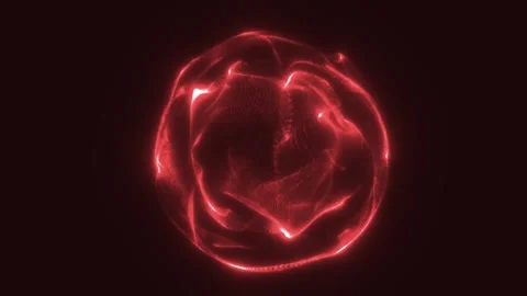 Glowing red energy sphere with fluid mesh texture Stock Footage 338032091