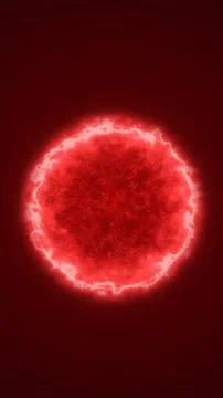Glowing red energy sphere formed by fiery plasma and luminous particles aga.. Illustrazione stock