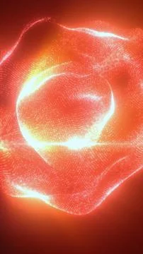 Glowing red energy sphere made of particles and plasma ripples on a dark ba.. Stock Illustration