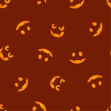 Glowing in the red face vector. Haloween seamless pattern. Stock Illustration
