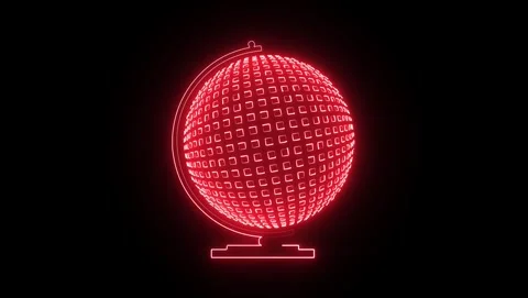 Glowing Red Globe Made of Squares on Black Background Stock Footage 318053294