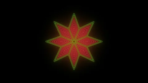 Glowing red green neon star cross ethnic pulsar light motion graphic video Stock Footage 341596151