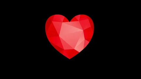 Glowing red heart floating on a black canvas with geometric forms sharing Stock Footage 128352127