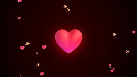 Glowing red heart shape floating against a dark background Video stock 345013308