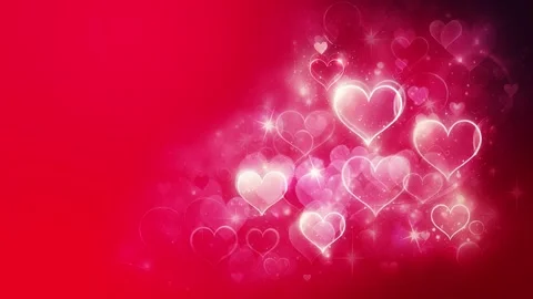 Glowing Red Hearts Loop Animation Background with Sparkling Effects 스톡 동영상 300557275