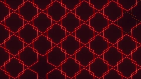 Glowing red hexagon grid background with futuristic neon geometric pattern Stock Footage 330086274