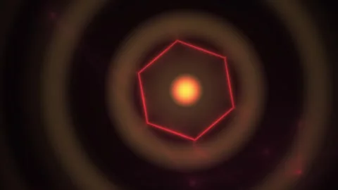 Glowing red hexagon shape with circles. Stock Footage 334681516