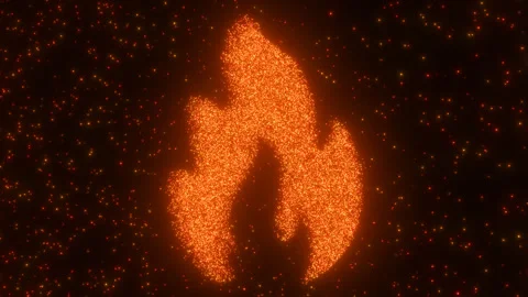 Glowing Red Hot Orange Fire Flame Shaped Shiny Sparkle Stars Twinkle 스톡 동영상 343328031