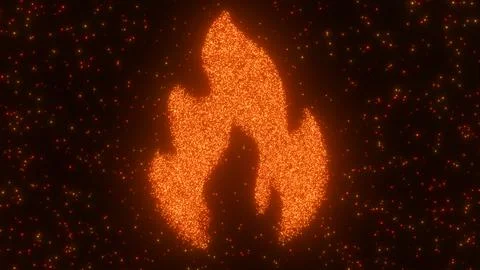 Glowing Red Hot Orange Fire Flame Shaped Shiny Sparkle Stars Twinkle Stock Illustration