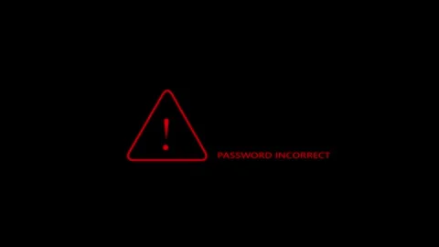 Glowing red icon warning triangle with exclamation mark and password Incorr.. Stock Footage 335022145