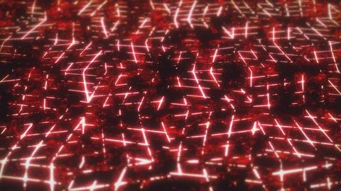 Glowing Red Laser Grid Dark Cyberpunk Abstract Background Stock Illustration