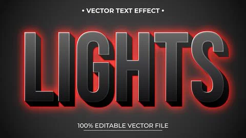 Glowing red light background text effect Editable text effect Stock Illustration