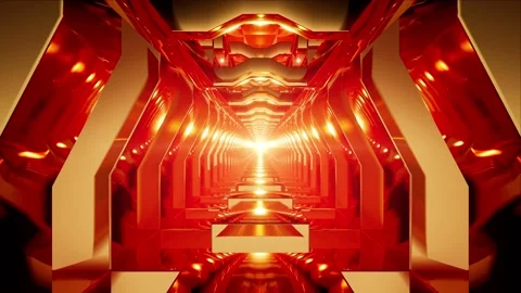 Glowing Red Light Gold Tunnel VJ Loops Stock Footage 159876953