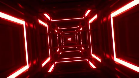 Glowing Red light metal frame tunnel VJ Loop Stock-Footage 265248271