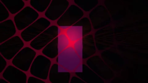 Glowing red light through purple rectangle on black background with net. Stock Footage 336241156
