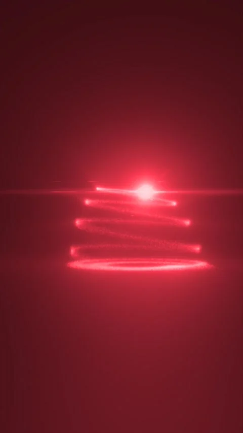 Glowing red light trail forms a luminous spiral with bright moving points a.. Stock Footage 344464292