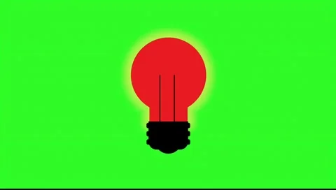 Glowing Red Lightbulb Icon on Green Background Stock Footage 314730935