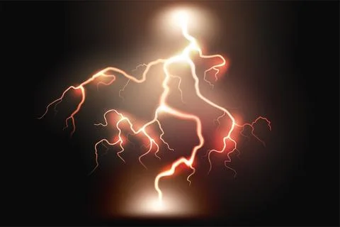 Glowing red lightning bolt on dark Stock Illustration
